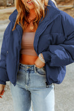Hazel Blues® |  Zip Up Collared Neck Coat with Pockets
