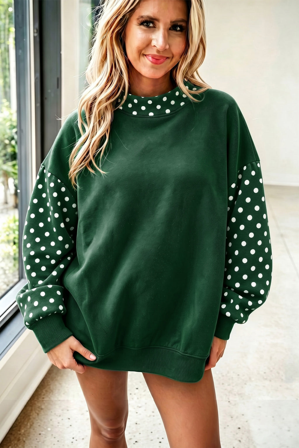 Dot Parade Evergreen Polka Dot Sweatshirt