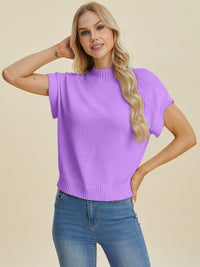 Hazel Blues® |  Double Take Mock Neck Short Sleeve Sweater