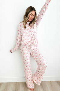 Hazel Blues® |  Santa Print Long Sleeve Top and Pants Lounge Set