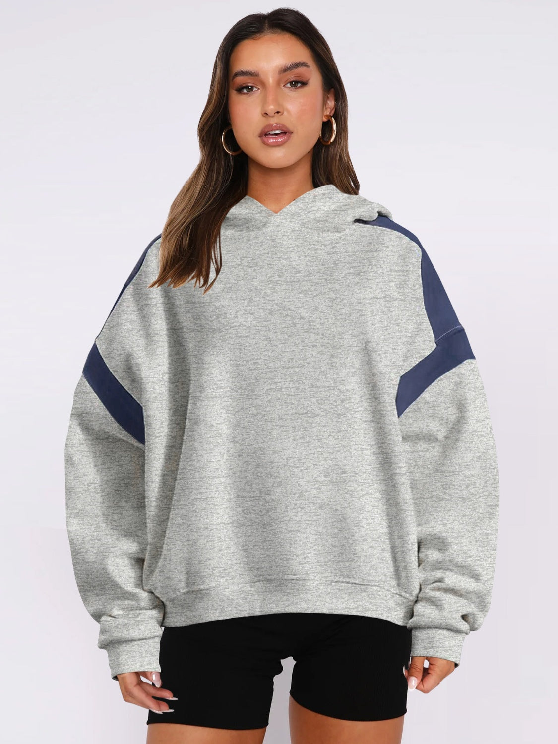 Hazel Blues® |  Contrast Dropped Shoulder Long Sleeve Hoodie