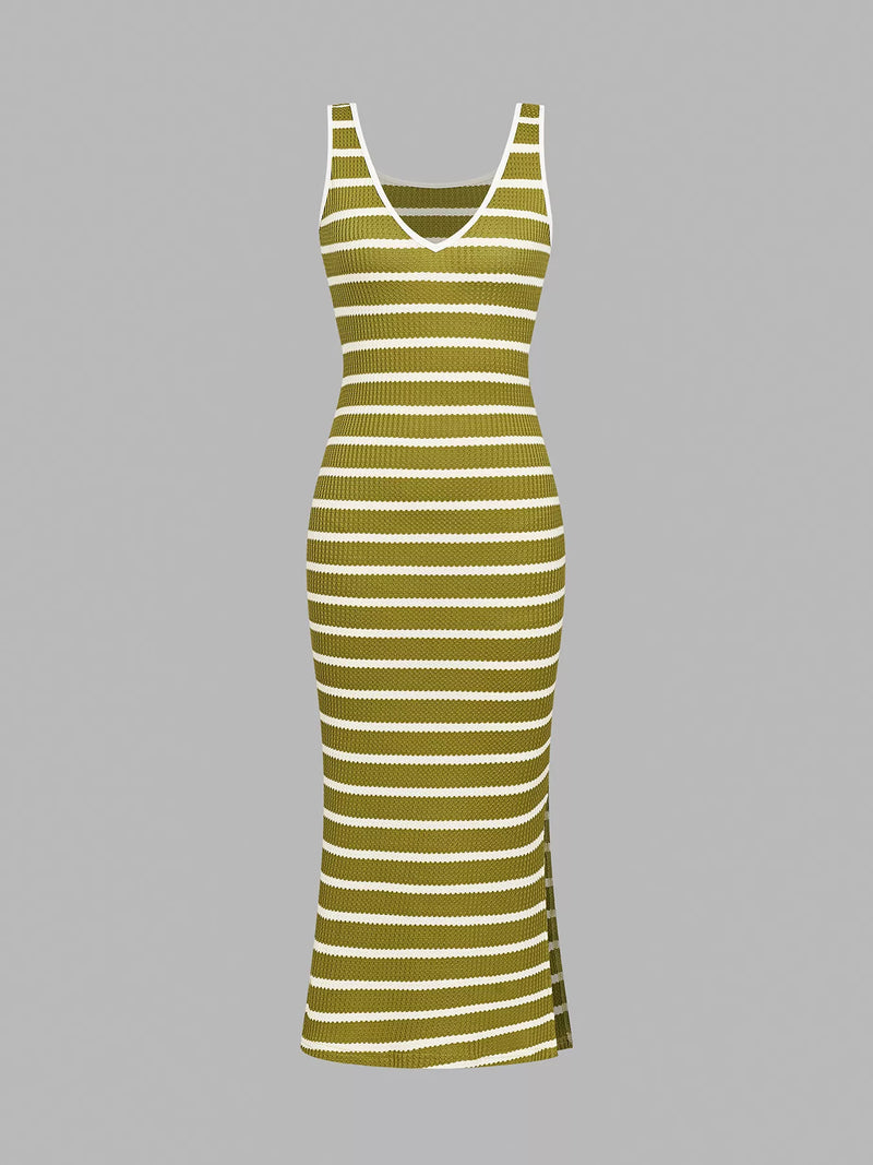 Striped Bodycon Knit Midi Dress – Hazel Blues®