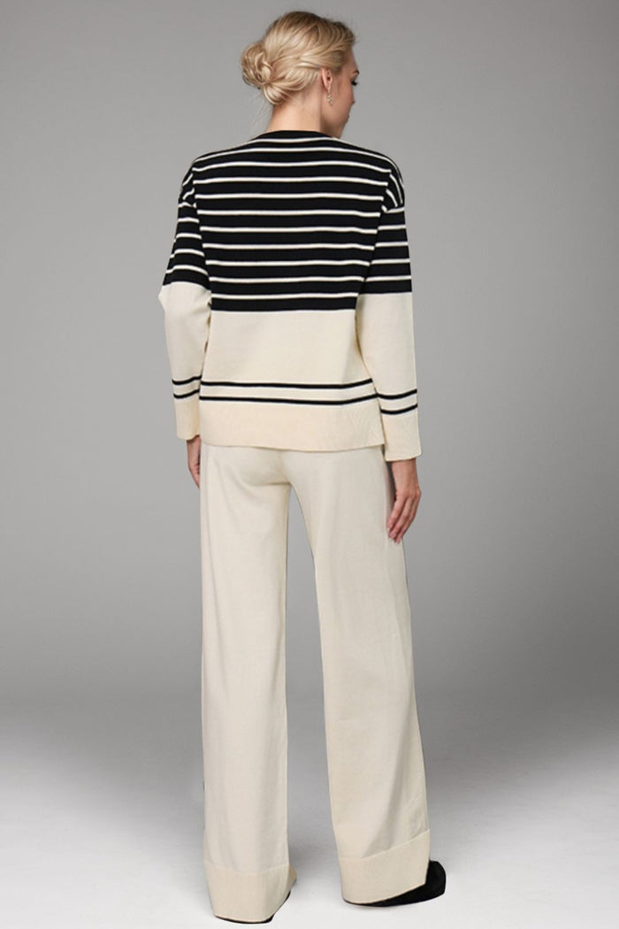 Hazel Blues® |  Basic Bae Striped Round Neck Long Sleeve Top and Pants Sweater Set