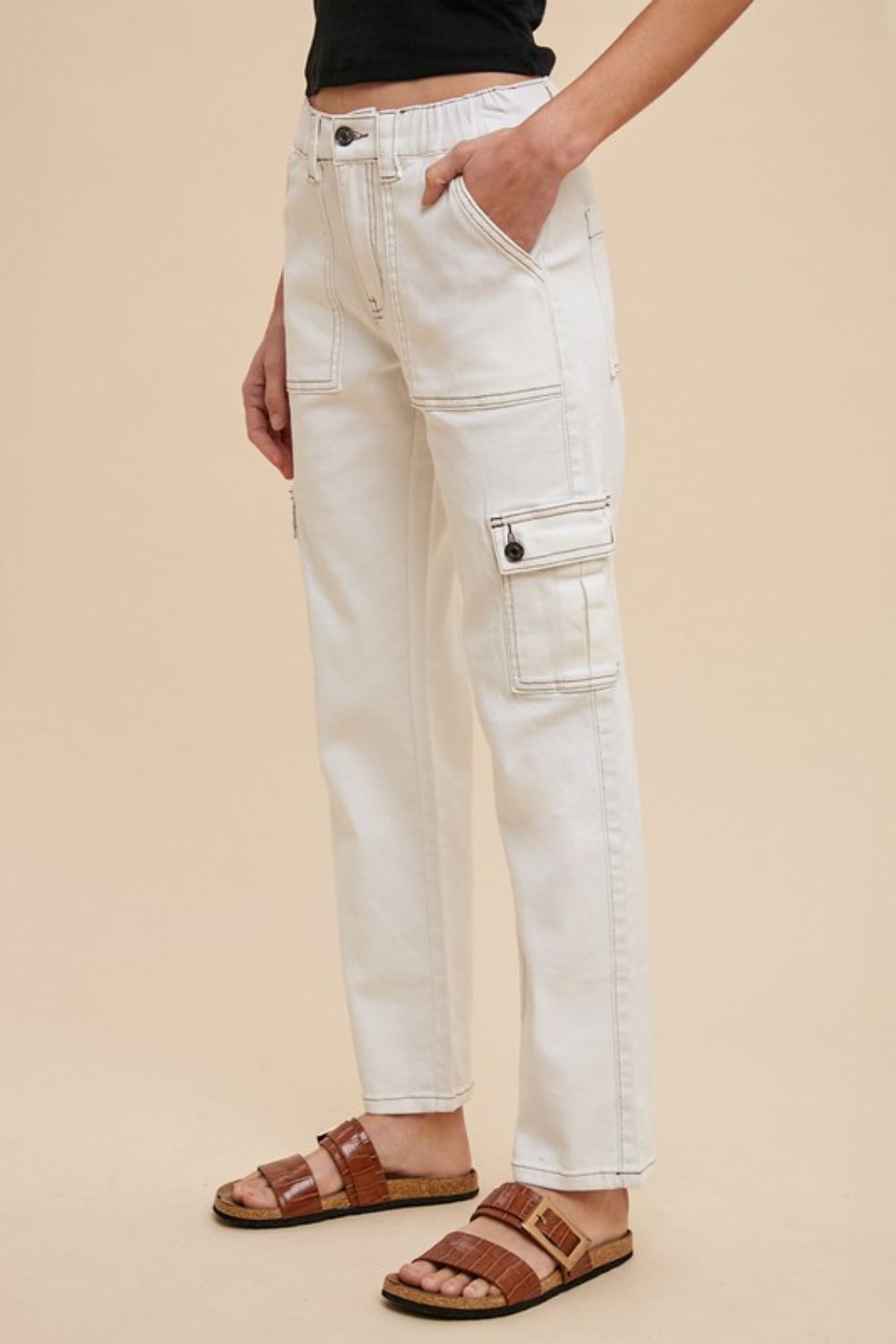 Hazel Blues® |  Annie Wear Straight Leg Jeans with Cargo Pockets