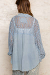 Hazel Blues® |  POL Oversize Pocket Front Lace Button-Down Shirt
