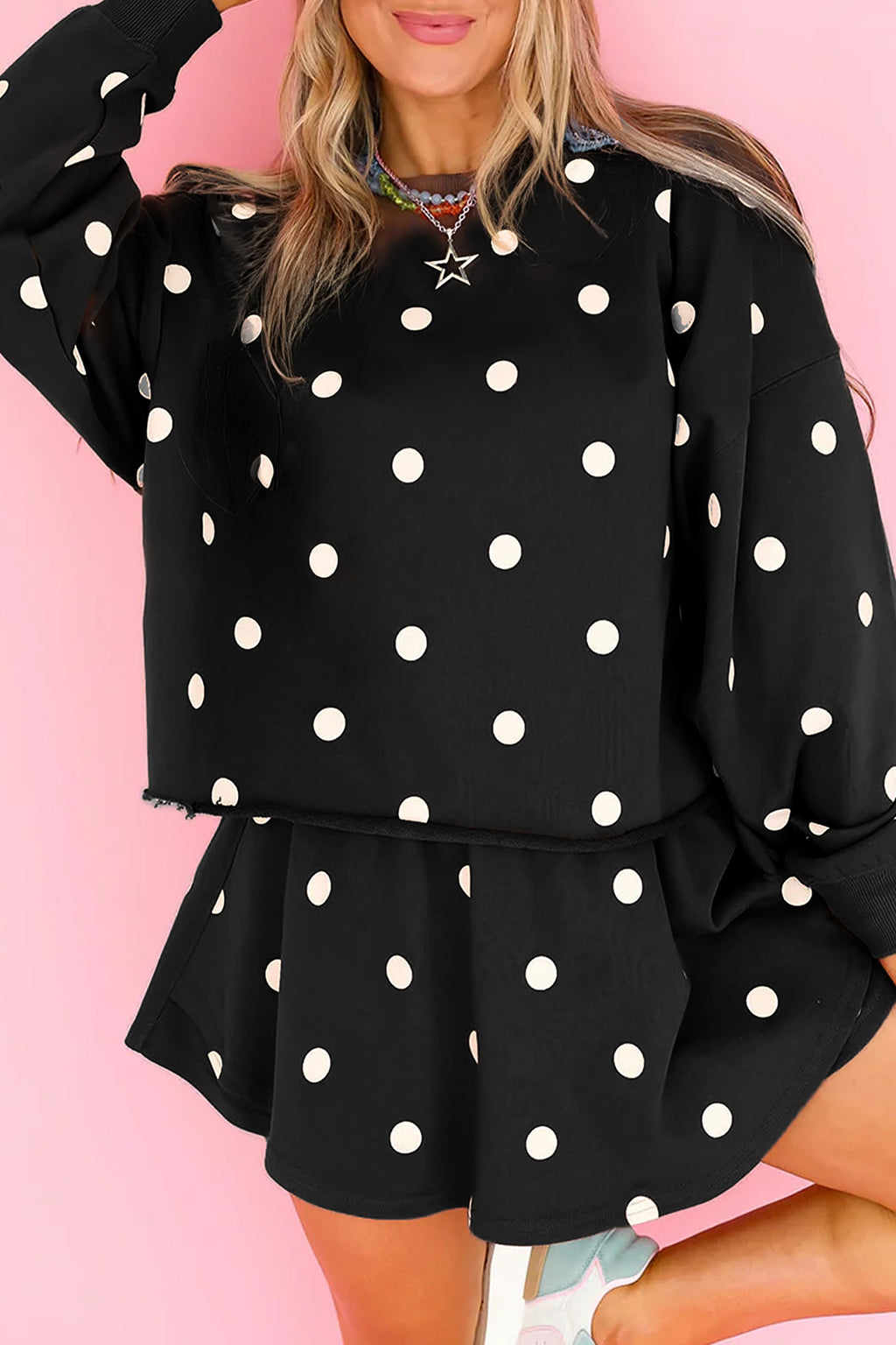 Nora Belle Black Polka Dot Skort Set