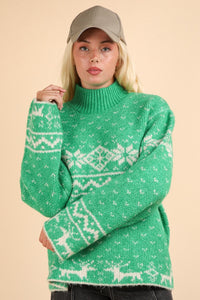 Hazel Blues® |  VERY J Christmas Element Mock Neck Long Sleeve Sweater