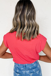 Hazel Blues® |  Red Stripe MAMA Graphic Cap Sleeve T Shirt