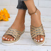 Hazel Blues® |  Rhinestone Open Toe Wedge Sandals
