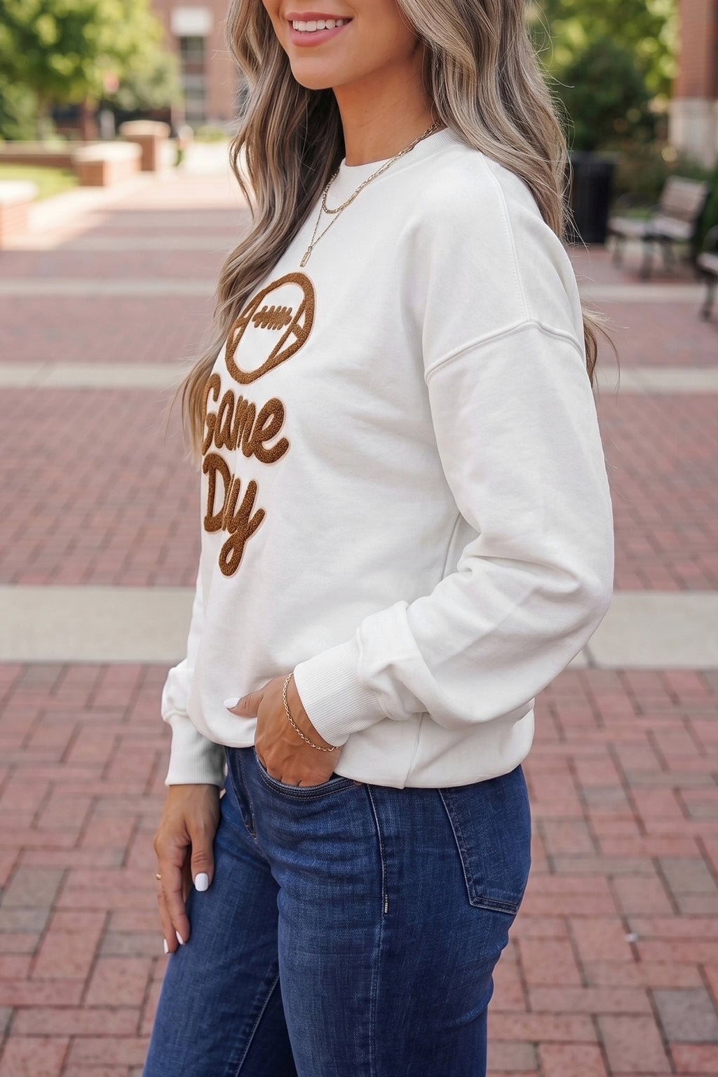 Hazel Blues® |  Stitched with Love Sweatshirt | Embroidered Sweatshirt