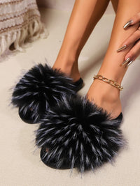 Hazel Blues® |  Fuzzy Open Toe Flat Sandals