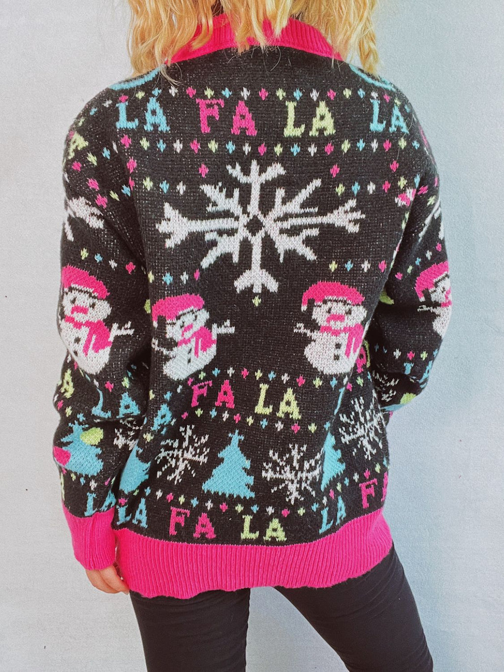 Hazel Blues® |  Snowman Contrast Trim Round Neck Sweater