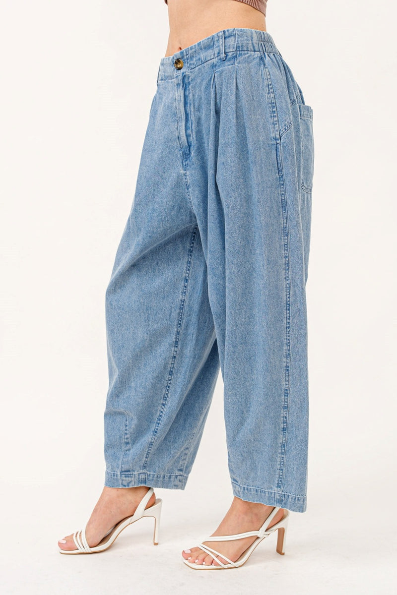 Hazel Blues® |  And The Why Elastic Back Pleated Baggy Jeans