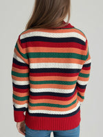 Hazel Blues® |  Contrast Stripes Turtleneck Long Sleeve Sweater