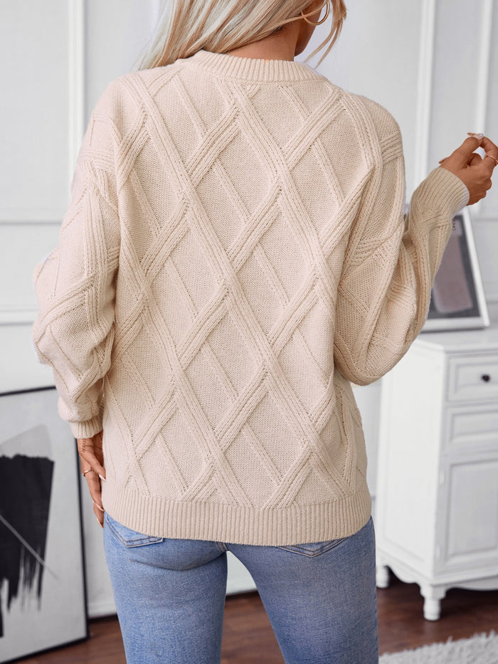 Hazel Blues® |  Geometric Round Neck Long Sleeve Sweater