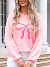 Hazel Blues® |  Bow Graphic Round Neck Long Sleeve Sweater