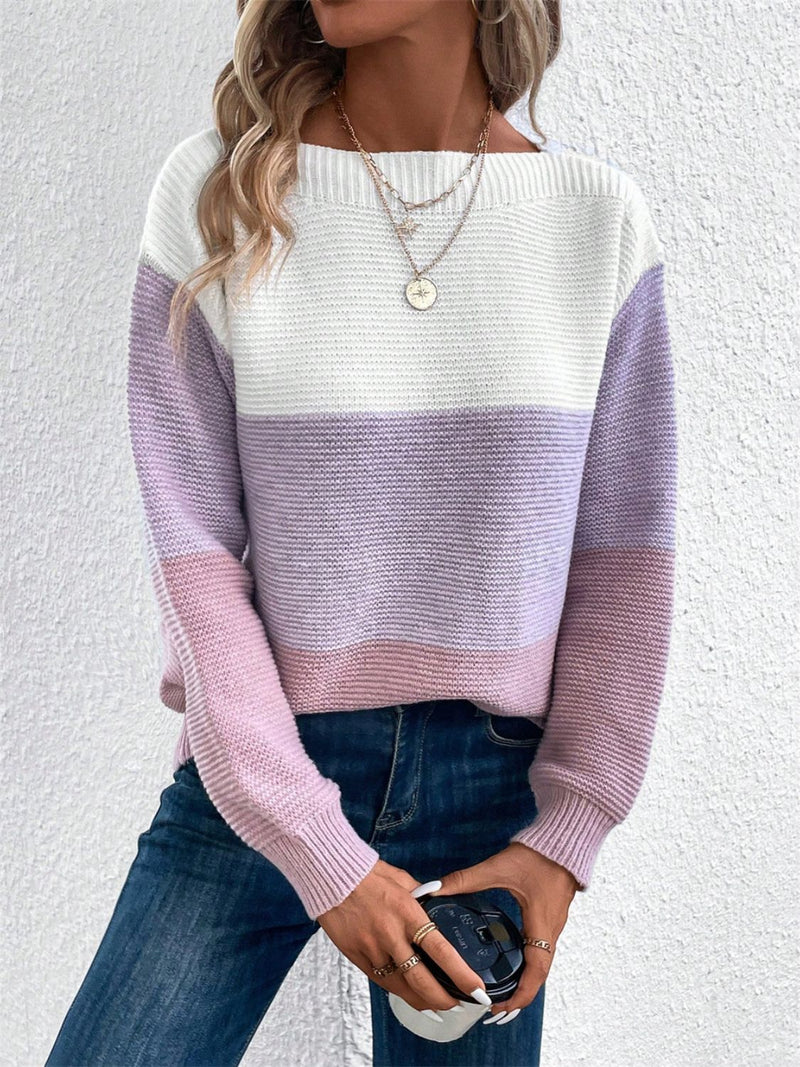 Hazel Blues® |  Color Block Drop Shoulder Long Sleeve Sweater