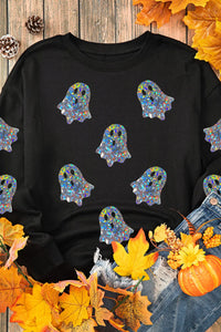 Hazel Blues® |  Ghost Round Neck Long Sleeve Sweatshirt