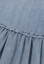 Hazel Blues® |  Cutout Round Neck Balloon Sleeve Denim Dress