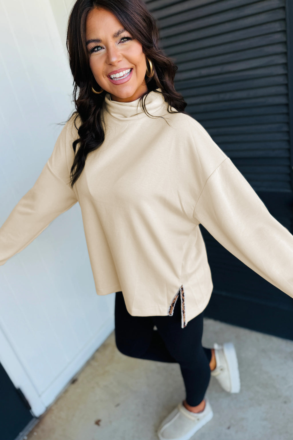 Wild Side Leopard Mock-Neck Top