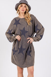 Hazel Blues® |  SAGE + FIG Washed Star Print Round Neck Dress