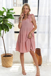Hazel Blues® |  ADORA V-Neck Tie Shoulder Dress