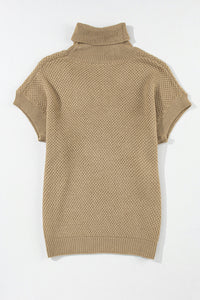 Hazel Blues® |  Solid Color Turtleneck Short Sleeve Sweater