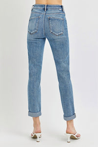 Hazel Blues® |  Risen High Rise Cropped Roll Up Jeans