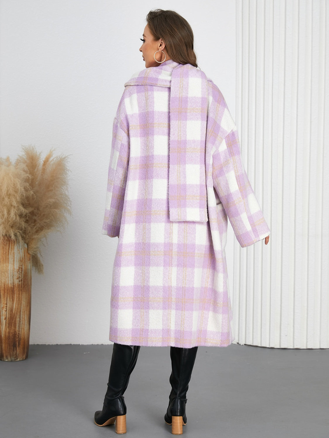 Hazel Blues® |  Plaid Button Up Long Sleeve Coat