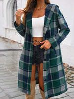 Hazel Blues® |  Plaid Long Sleeve Hooded Coat