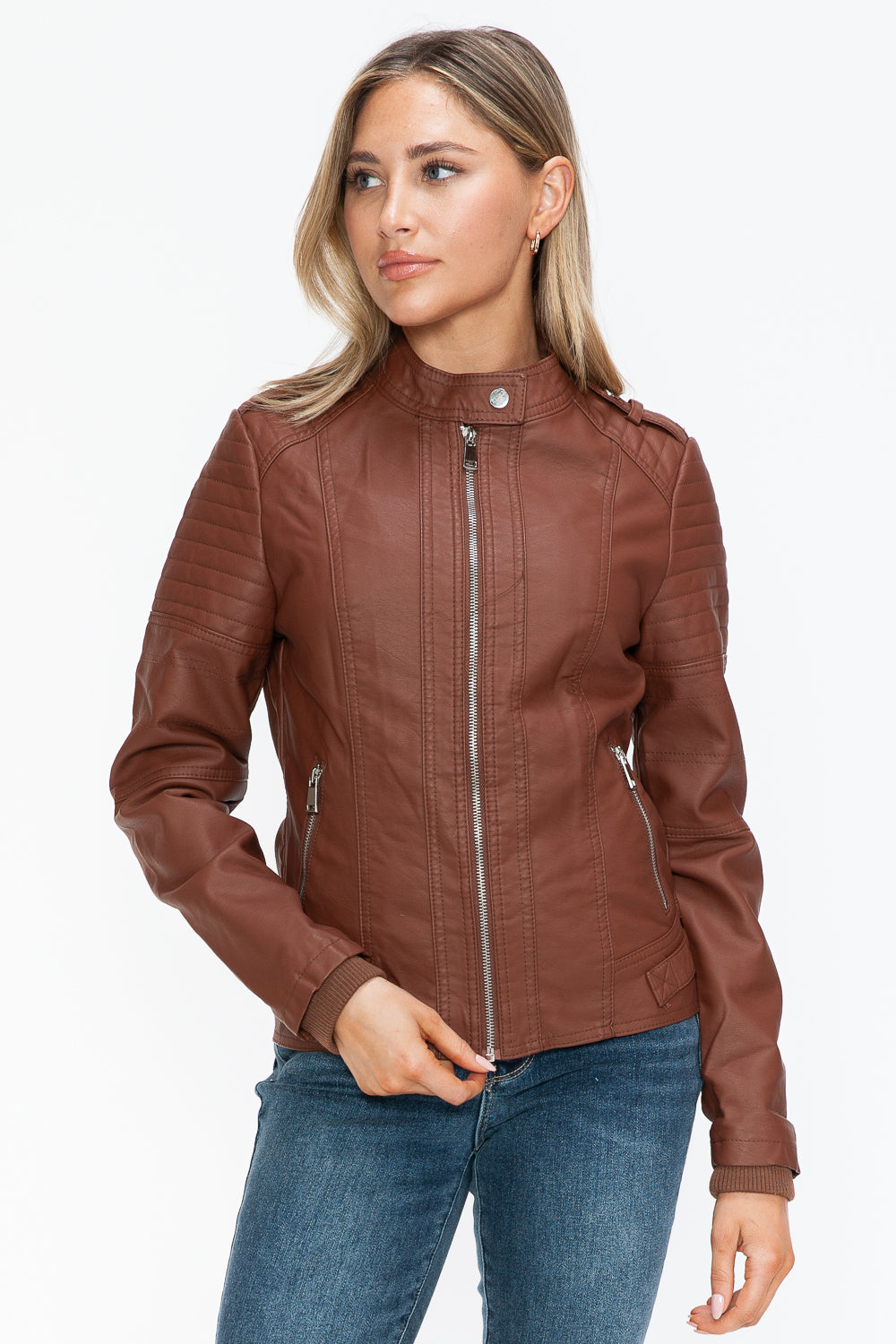 Hazel Blues® |  Snobbish PU Leather Biker Jacket with Side Zip Pockets