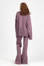 Hazel Blues® |  Basic Bae Slit Round Neck Long Sleeve Top and Drawstring Pants Sweater Set