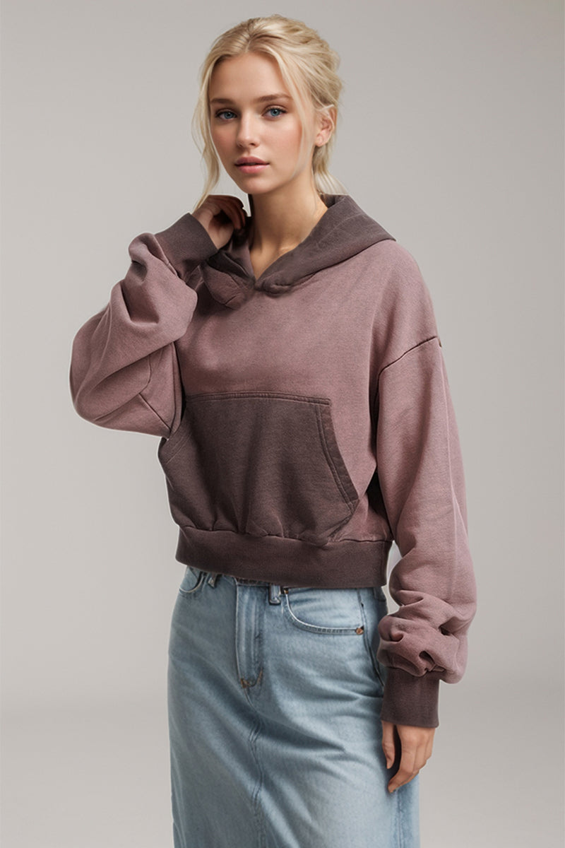 Hazel Blues® |  Basic Bae Kangaroo Pocket Long Sleeve Cropped Hoodie