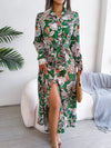 Hazel Blues® |  Tied Printed Long Sleeve Midi Dress