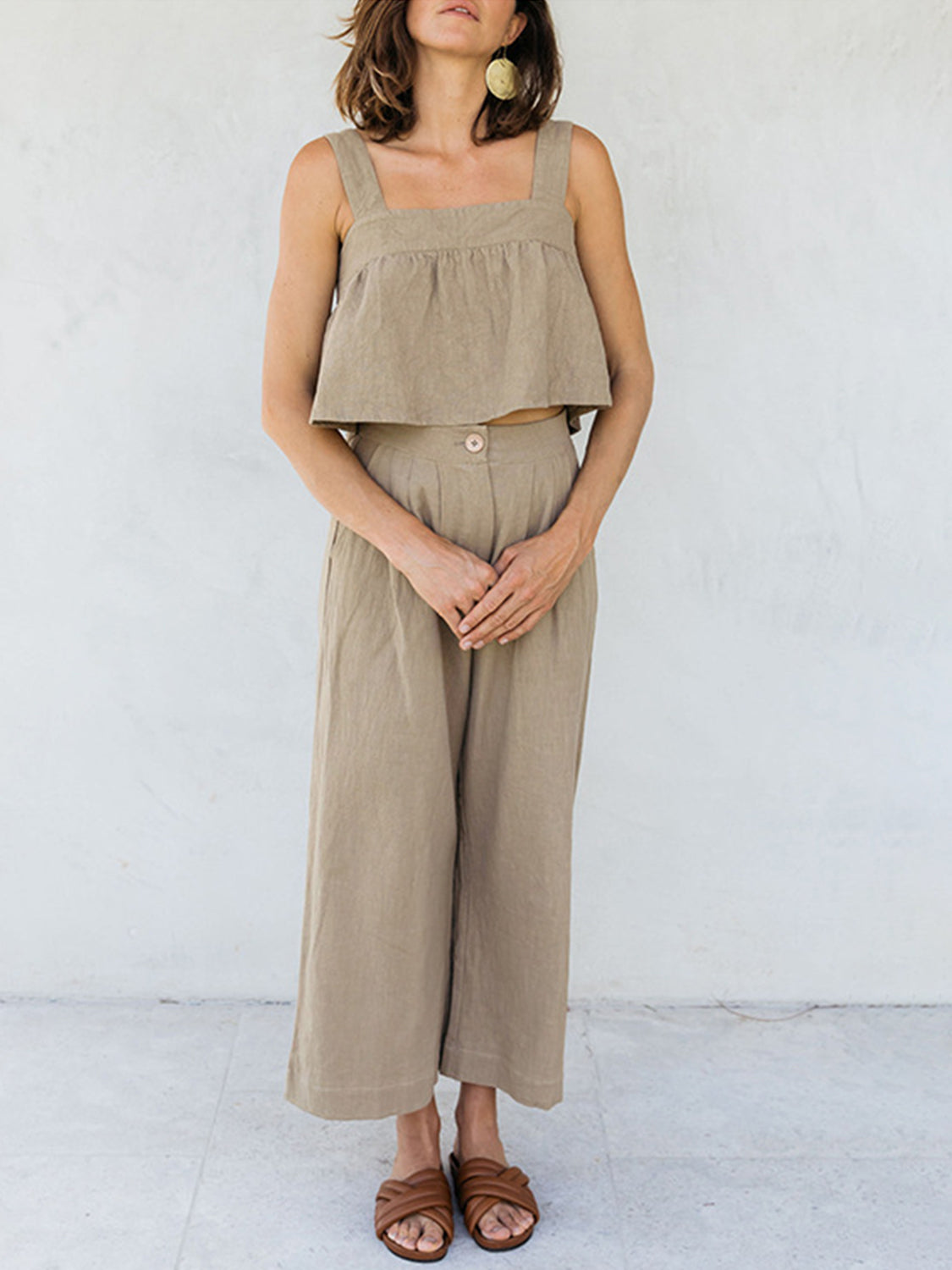 Hazel Blues® |  Square Neck Wide Strap Top and Pants Set