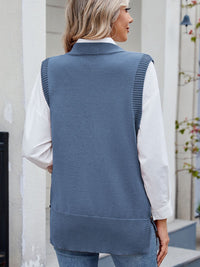 Hazel Blues® |  Buttoned Round Neck Sweater Vest