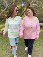 Hazel Blues® |  PREORDER: Just Too Good Rainbow Striped Sweater in Two Colors