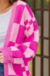 Hazel Blues® |  Checkered Open Front Long Sleeve Cardigan