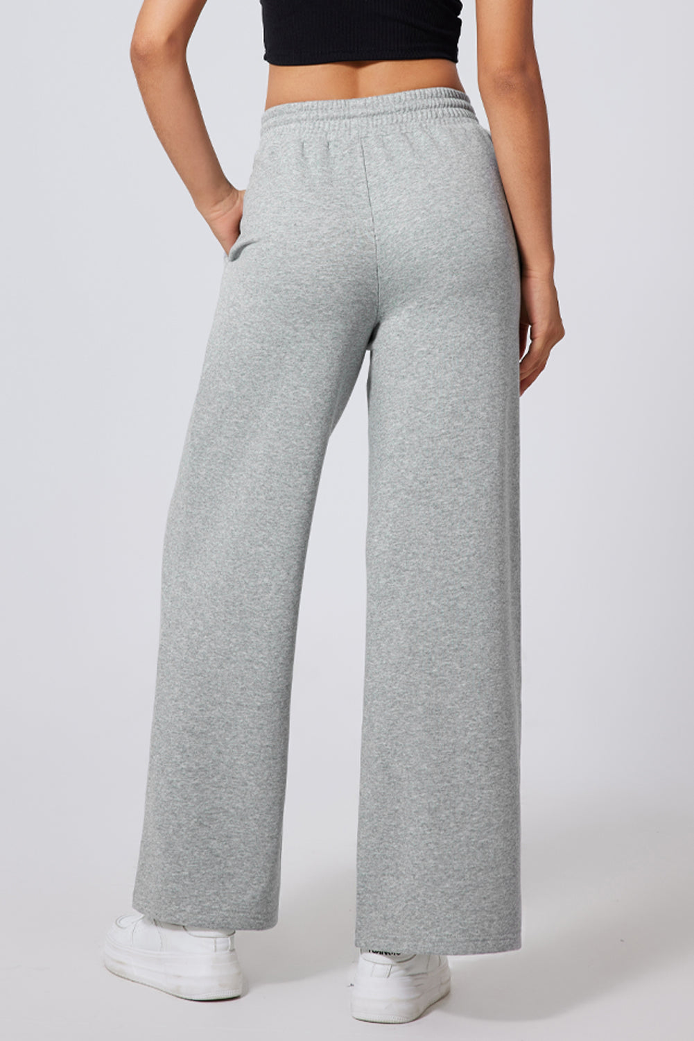 Hazel Blues® |  Gray Seamed Drawstring High Waist Wide Leg Sweatpants