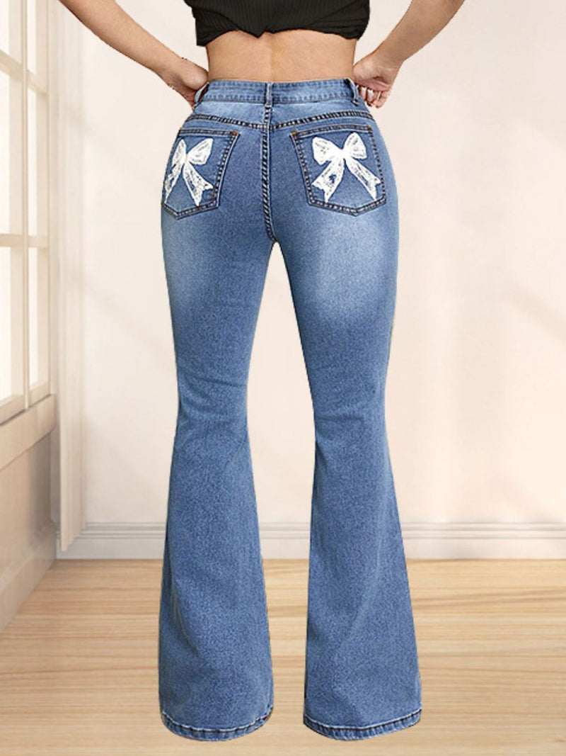 Hazel Blues® |  Bow Back Flare Jeans