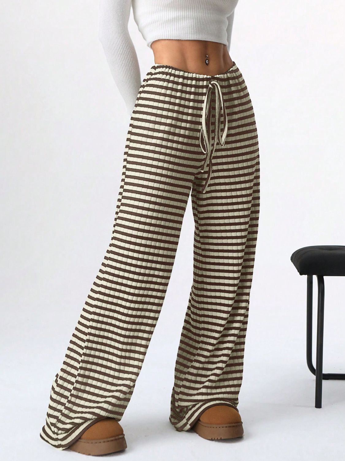 Hazel Blues® |  Tied Striped Wide Leg Pants