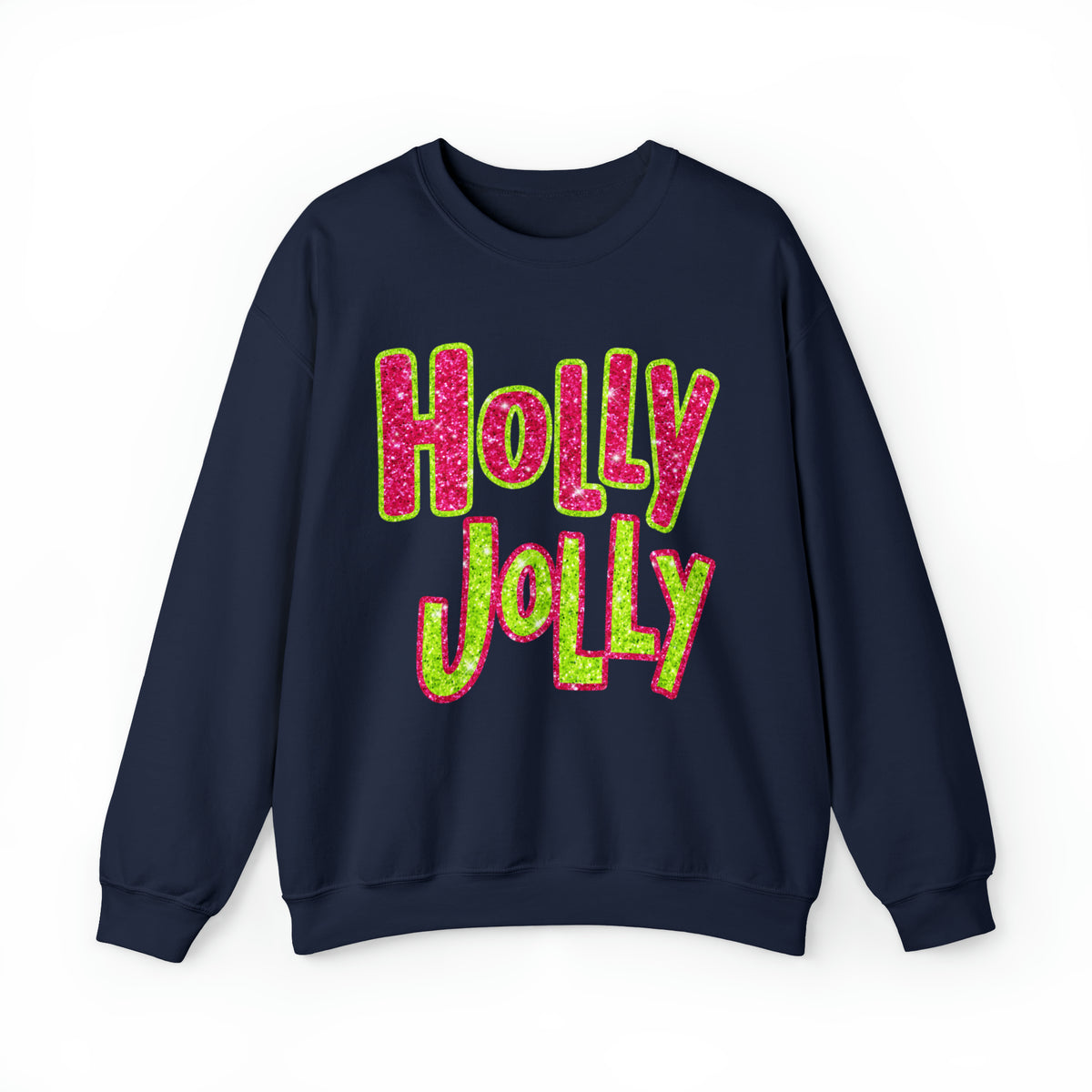 Hazel Blues® |  Holly Jolly Faux Glitter Graphic Sweatshirt