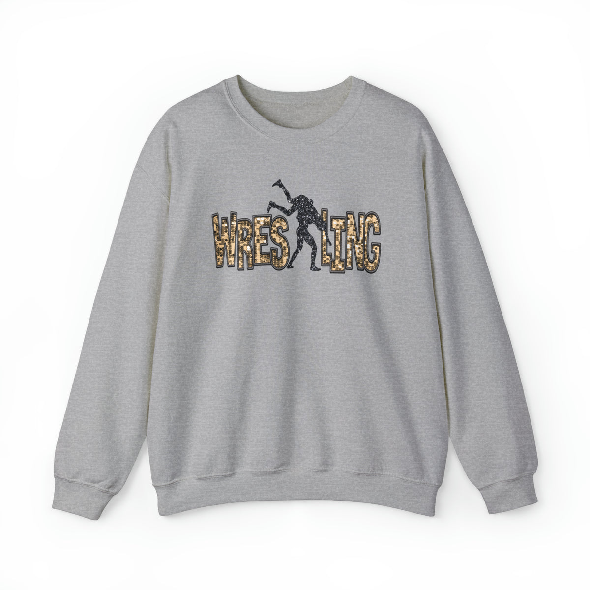 3Blues Designs |   Hazel Blues® |  Wrestling Faux Chenille Sequin Patches Sweatshirt: Gold