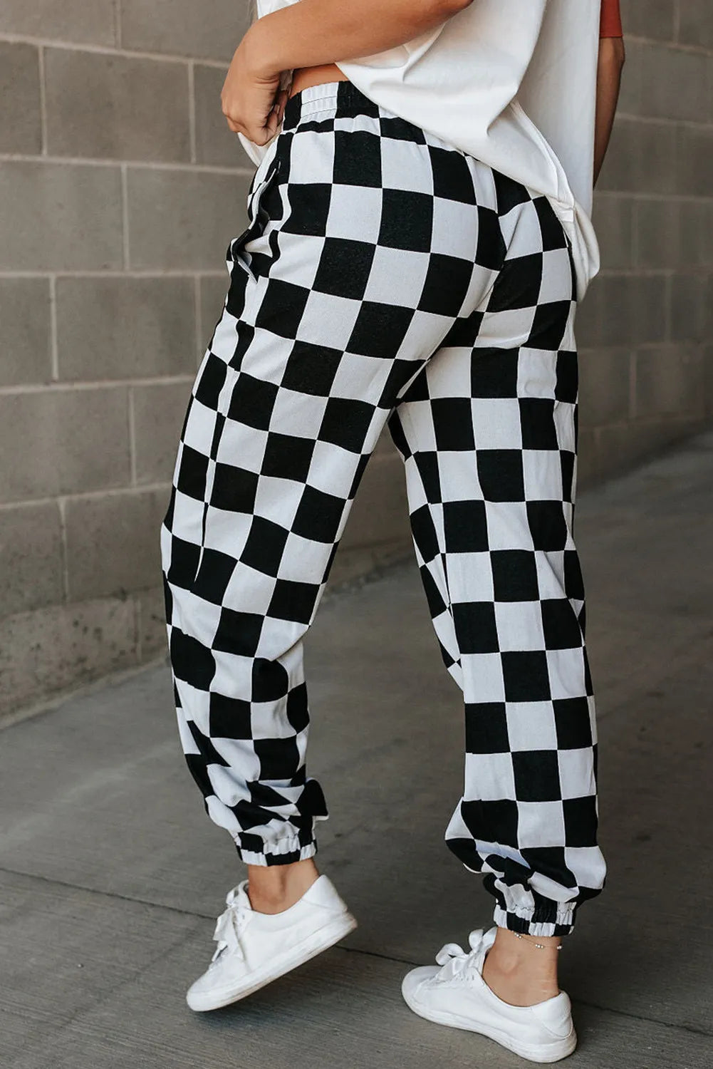 Hazel Blues® |  Checkered Elastic Waist Joggers