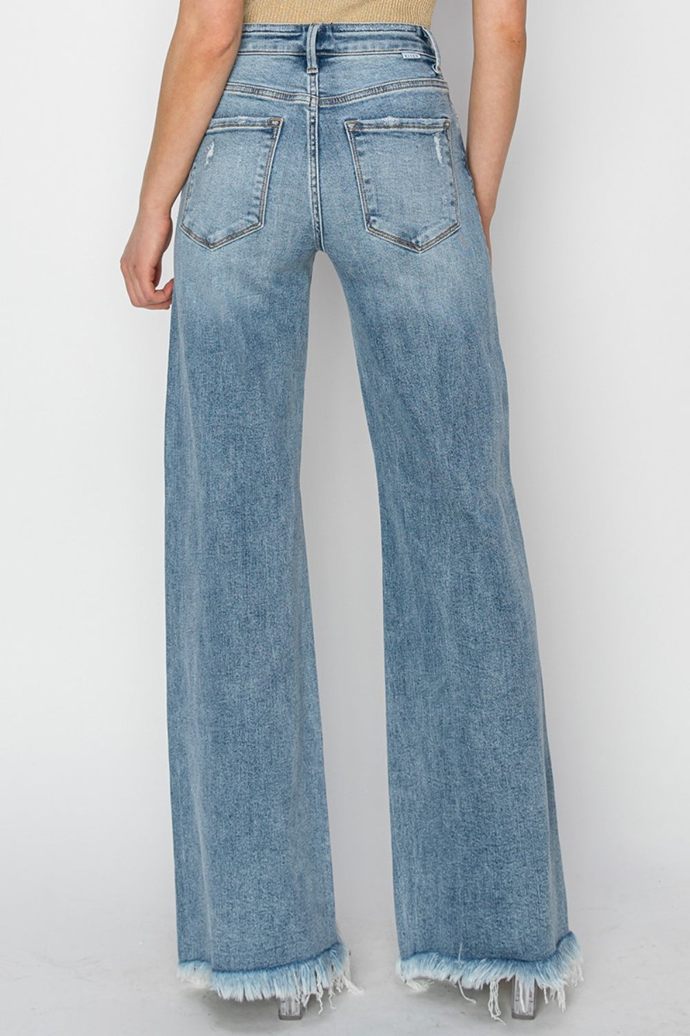 Hazel Blues® |  RISEN Mid Rise Button Fly Wide Leg Jeans