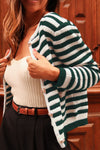 Hazel Blues® |  Striped Button Up Long Sleeve Cardigan