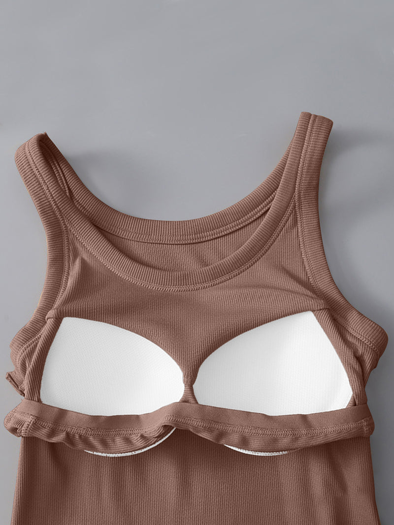 Hazel Blues® |  Round Neck Tank with Bra