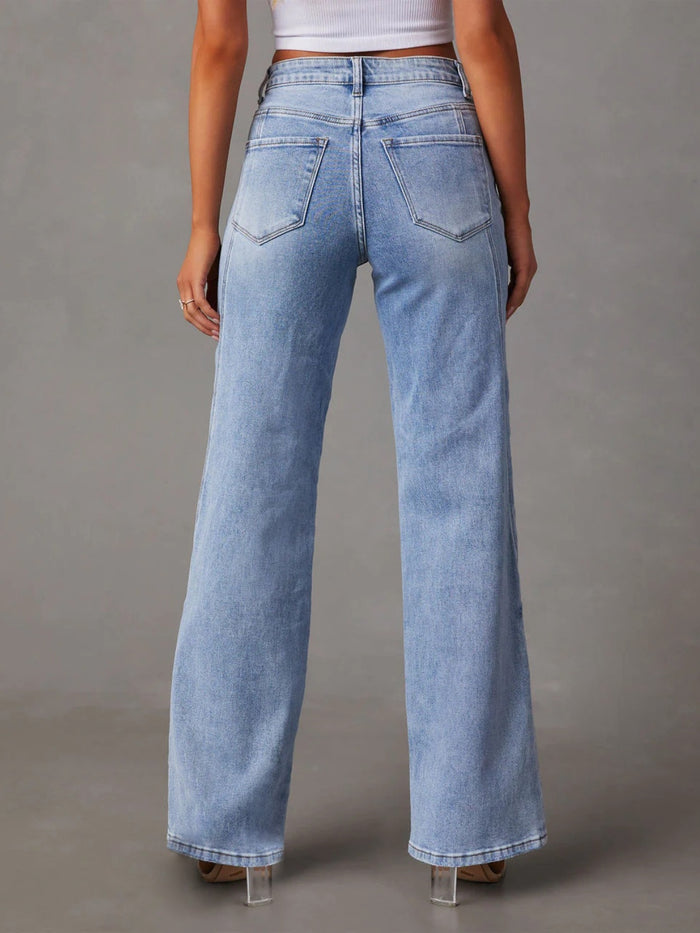 Hazel Blues® |  High Waist Straight Jeans with Pockets