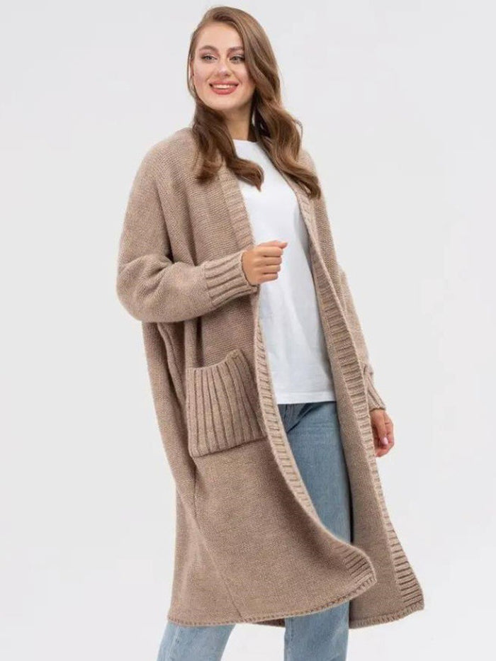 Hazel Blues® |  Pocketed Open Front Long Sleeve Longline Cardigan