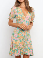 Hazel Blues® |  Ruffled Hem Printed Short Sleeve Mini Dress